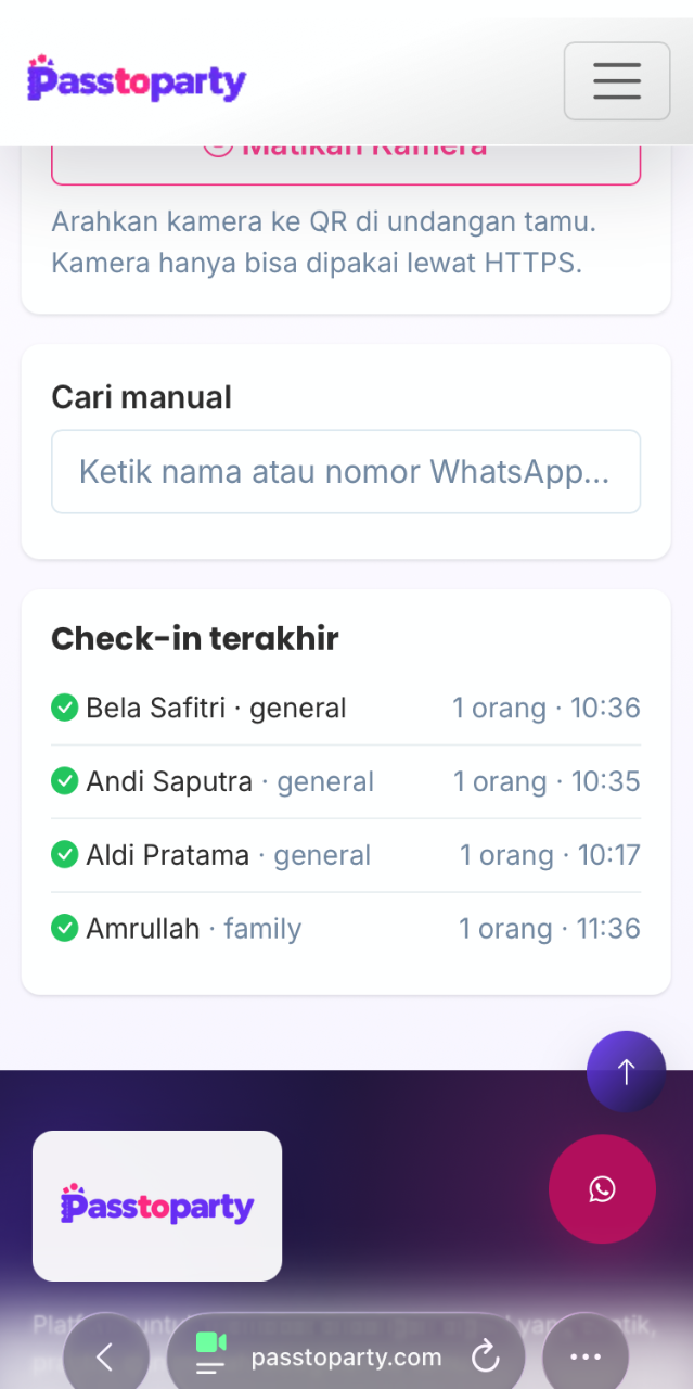 Check-In Berhasil